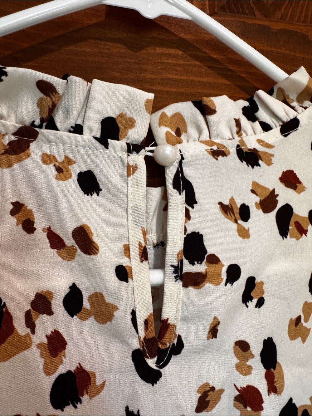 8B. Amazon Cream Ditsy Floral Peplum Blouse with Brown & Black Spots - Picture 8 of 8